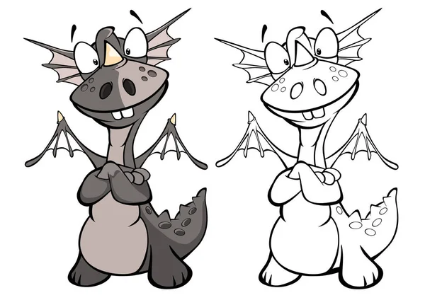 Dibujos Animados Dragones Personajes Simplemente Vector Ilustración — Vector de stock