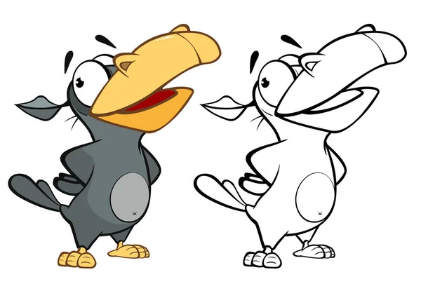 Cartoon Raven Karakters Gewoon Vector Illustratie — Stockvector