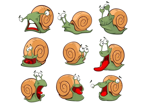 Personnages Escargots Dessin Animé Illustration Simplement Vectorielle — Image vectorielle