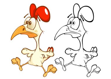 beyaz arkaplanda karikatür horozları izole