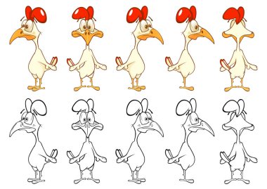 beyaz arkaplanda karikatür horozları izole