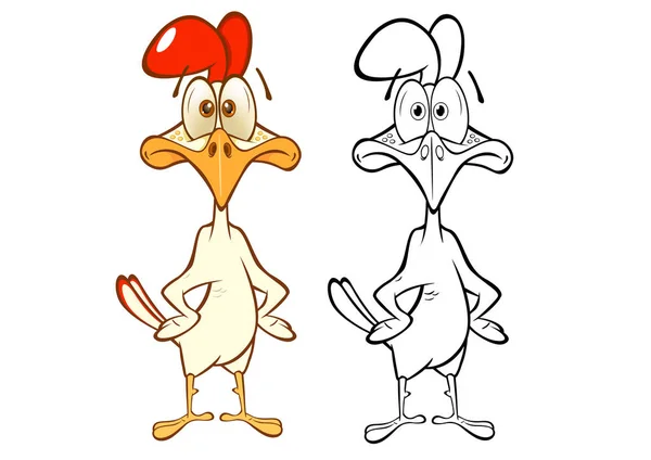 Gallos Dibujos Animados Aislados Sobre Fondo Blanco — Vector de stock