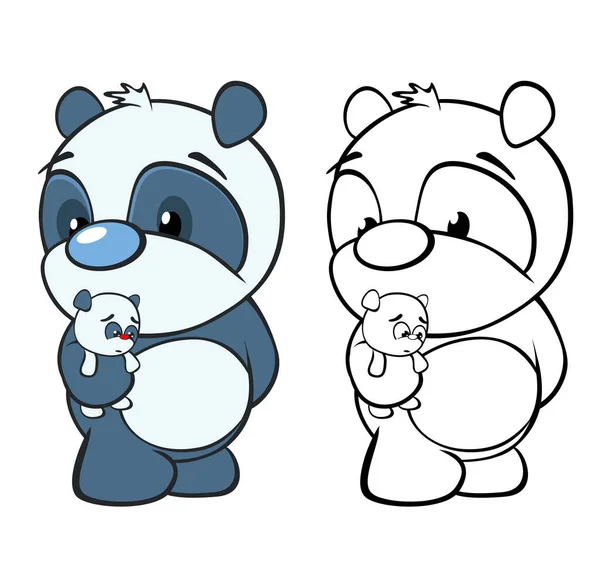 Cartoon Panda Geïsoleerd Witte Achtergrond — Stockvector
