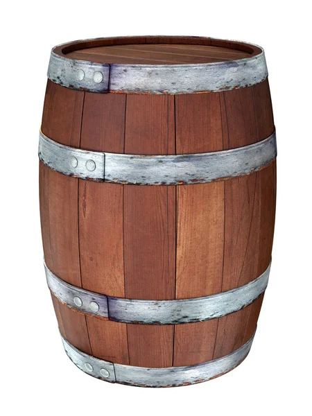 木製の樽。3 d 画像。白で隔離. — ストック写真