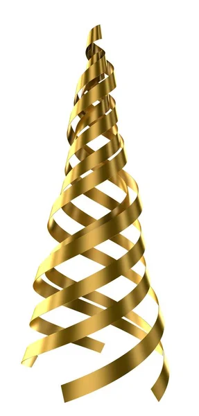 Χρυσός κορδέλα με τη μορφή μια σπειροειδής κωνικοί. 3D εικόνα. Απομονωμένα σε λευκό. — Φωτογραφία Αρχείου