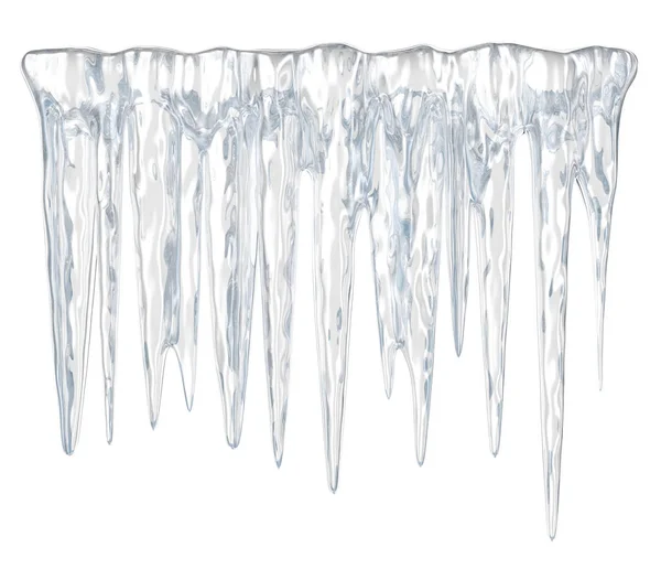 Jégcsapok. 3D-s kép. Elszigetelt fehér — Stock Fotó