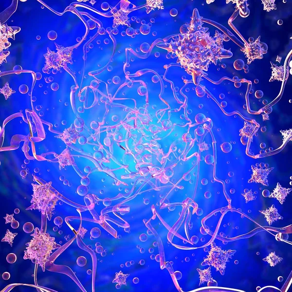 Абстрактные микроорганизмы. 3D изображение — стоковое фото