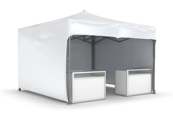 Tenda pubblicitaria mobile con bancone . — Foto Stock