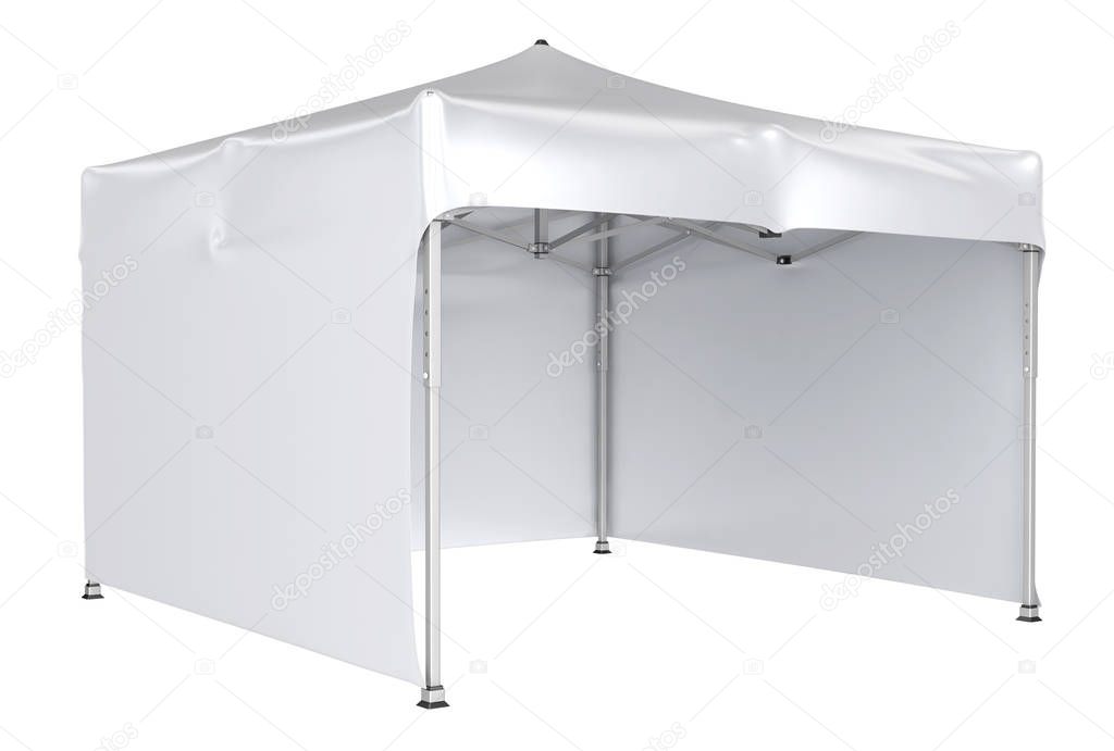 Mobile tent advertising marquee with counter.