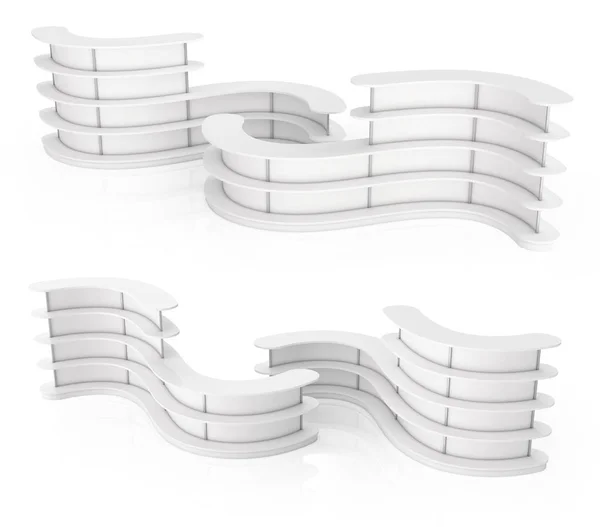 Curved shelving with shelves — Stock Photo, Image