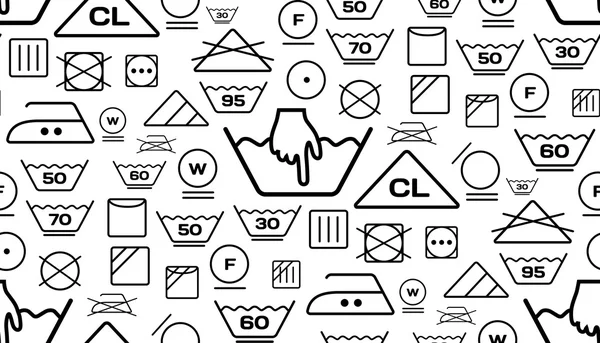 Teremtett-ból mosás szimbólumok, fehér alapon mintás — Stock Vector
