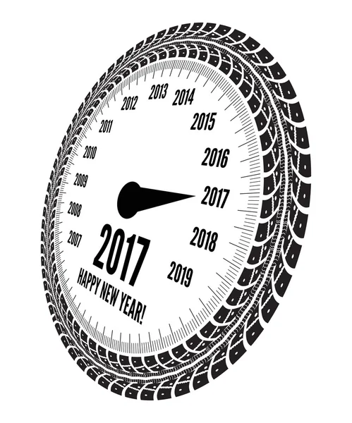 Speedometer 2017 year greeting — Stock Vector