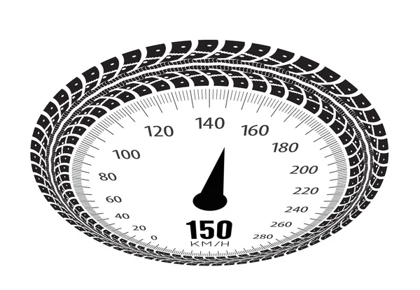 Speedometer vector illustration. Styling by tire tracks. — Stock Vector