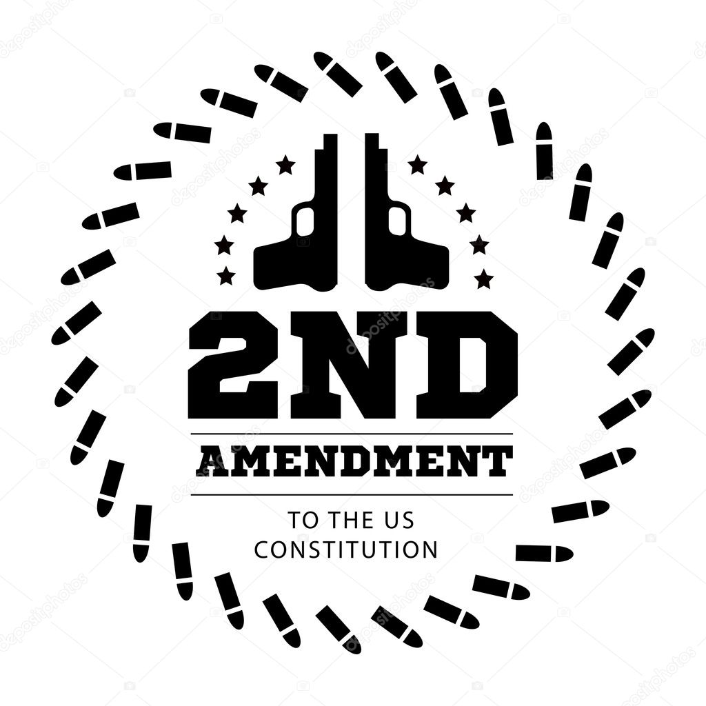 Second Amendment to the US Constitution to permit possession of weapons. Vector illustration on white