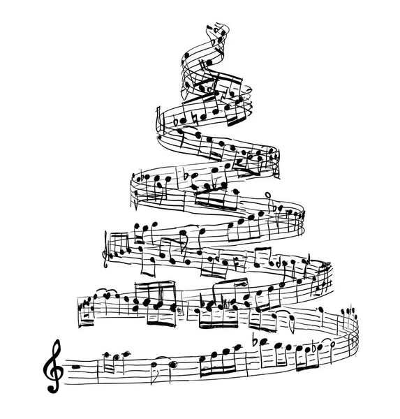 Árvore de Natal de notas musicais — Vetor de Stock