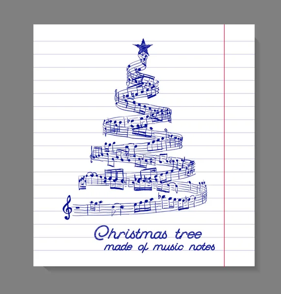 Christmas tree from music notes — Stock Vector