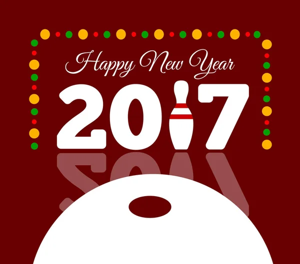 Вітаємо з Новим 2017 роком з боулінгом та м'ячем — стоковий вектор