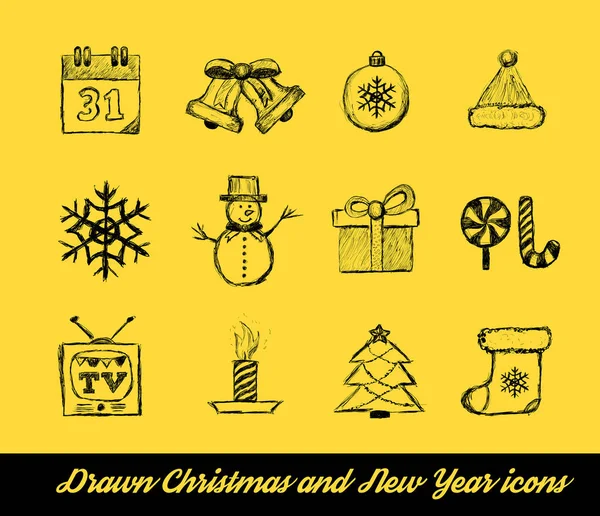 Christmas Drawn vector set — Stock Vector