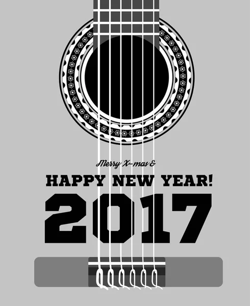 快乐新的一年为背景，吉他和字符串 — 图库矢量图片