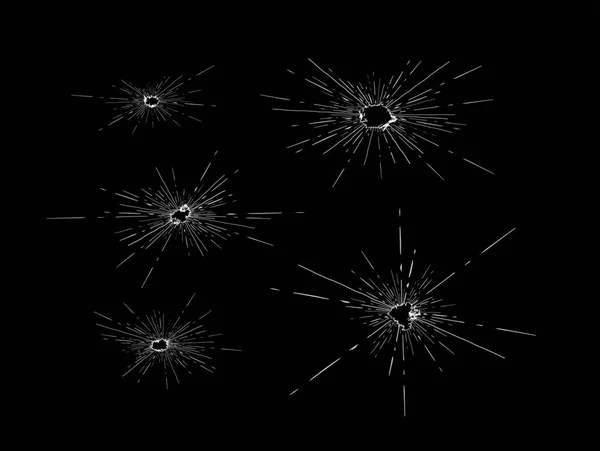 Rastros de balas rompieron el vidrio . — Archivo Imágenes Vectoriales