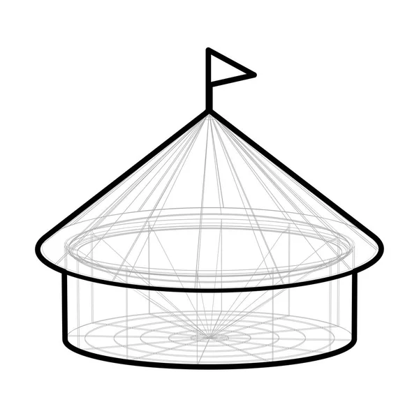 Vector circus tent in wireframe form — Stock Vector