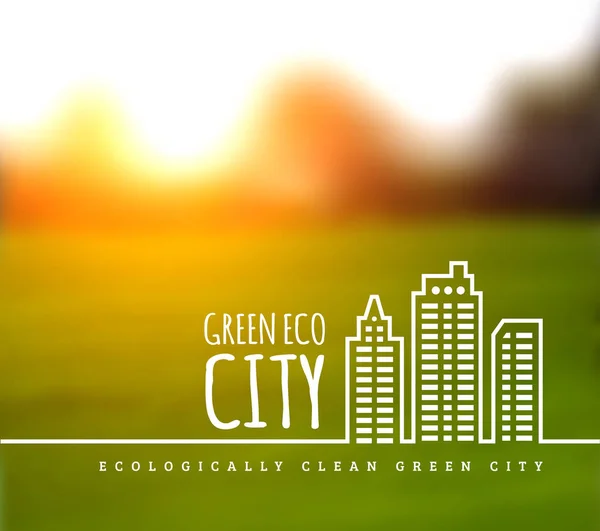 Ecologically clean green city. — Stock Vector