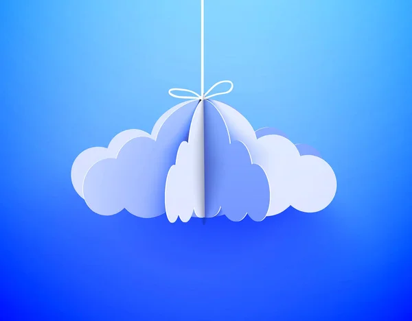 Kağıt bulut gökyüzü arka plan üzerinde origami tarzında — Stok Vektör