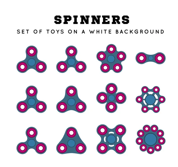 Spinners, set of toys on a white background. — Stock Vector