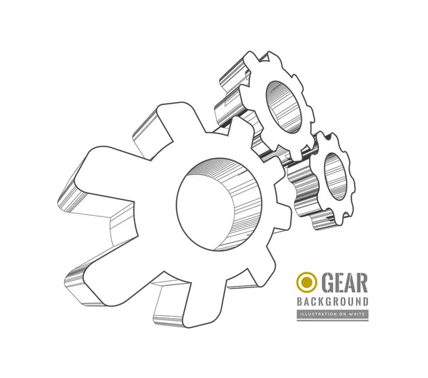 Gear Schematisk vektorillustration — Stock vektor