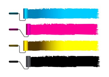 CMYK kavramı vektör çizim fırçaları ile