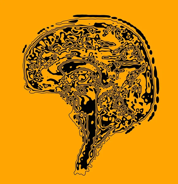 Il cervello sotto forma di mappa topografica. Il concetto di tecnologia moderna, trasferimento di dati tra neuroni . — Vettoriale Stock