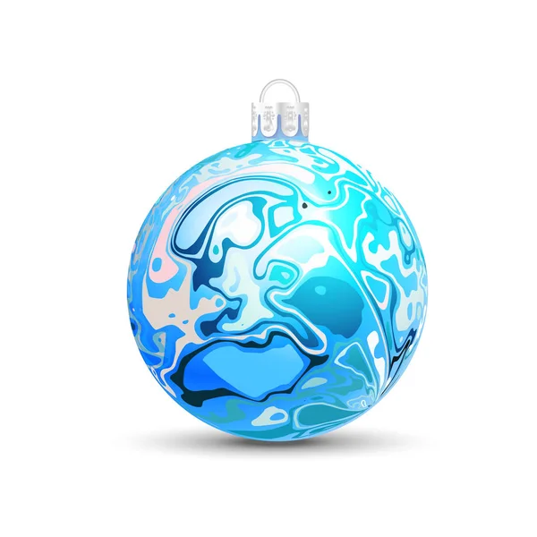 Різдвяний векторний м'яч у стилі мармурового чорнила — стоковий вектор