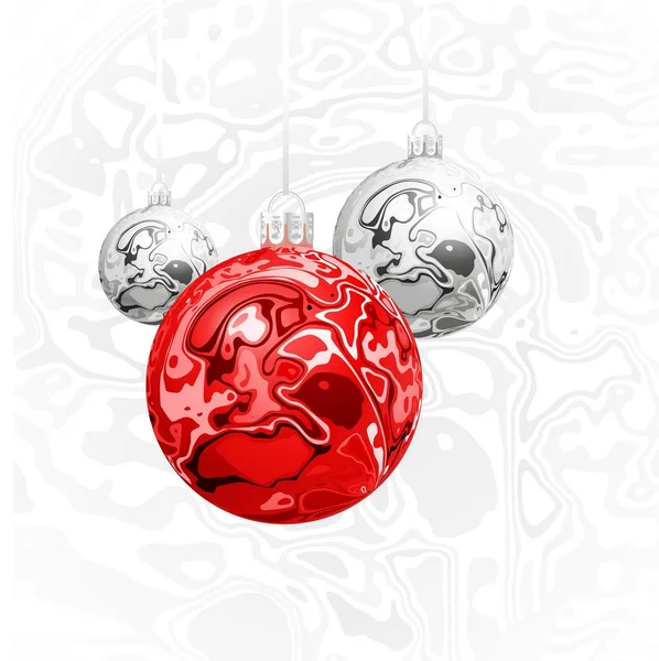 Boules vectorielles de Noël dans le style de l'encre de marbre — Image vectorielle