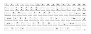 Dizüstü bilgisayar veya bilgisayar beyaz arka plan üzerinde beyaz klavye