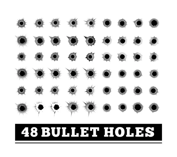 Bullet holes vector illustration on white — Stock Vector