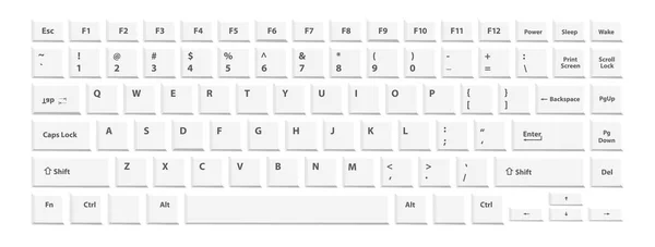 Teclado branco para laptop ou computador no fundo branco — Vetor de Stock