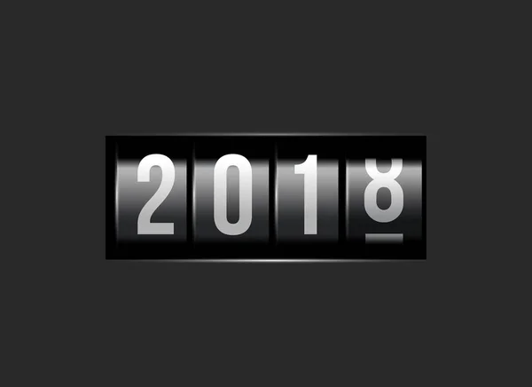 Félicitations pour le Nouvel An 2018 contre le comptoir. Numéros cachés 2017 — Image vectorielle