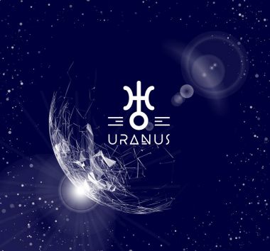 Gezegeni Uranüs poligonal kafes öğeleri çizgileri ve noktaları şeklinde şeklinde. İçinde Astroloji gezegen modern teknolojiler ve yenilikler için sorumludur. Vektör