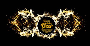 Bira partisi. Bira ile sıçrama bubbles. Vektör çizim