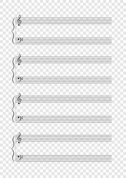 Notas de música em branco A4 sobre fundo quadriculado —  Vetores de Stock