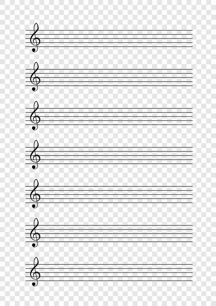 Notas de música A4 en blanco sobre fondo a cuadros — Vector de stock