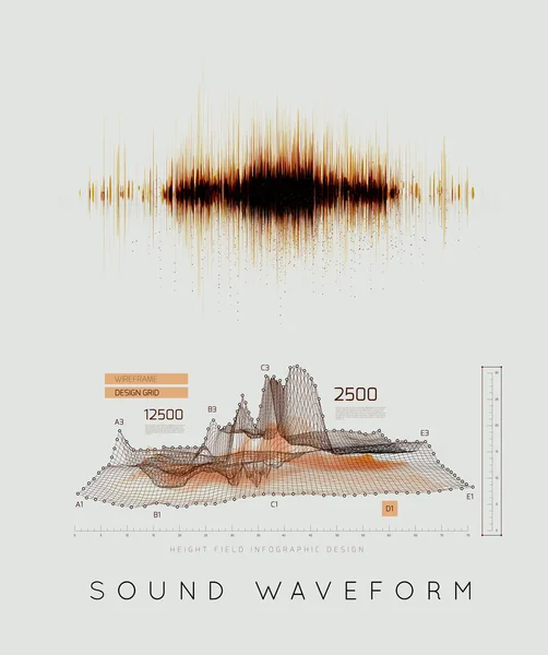 Equilibratore musicale grafico, onde sonore, su un backgrou grigio chiaro — Vettoriale Stock