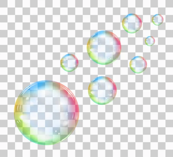 Rainbow mýdlová bublina na průhledném pozadí. Vektorové ilustrace — Stockový vektor