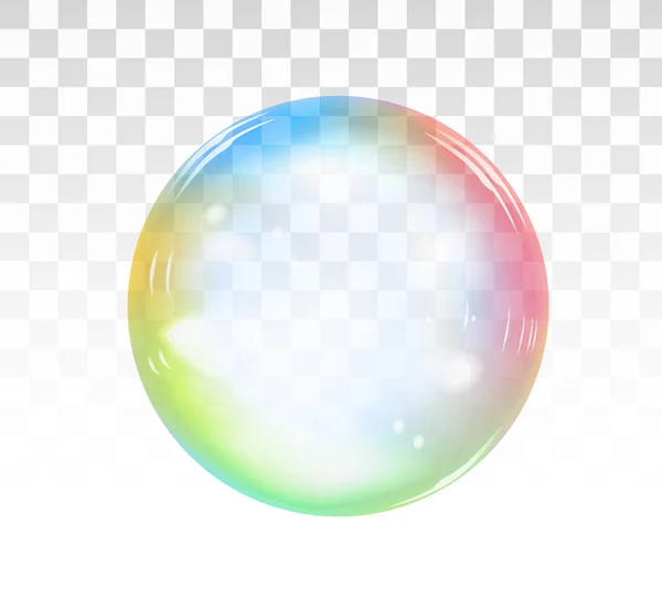 Rainbow såpbubbla på en transparent bakgrund. Vektorillustration — Stock vektor