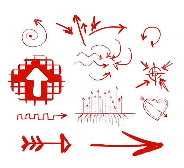 Éléments surligneurs dessinés à la main. Flèches vectorielles — Image vectorielle