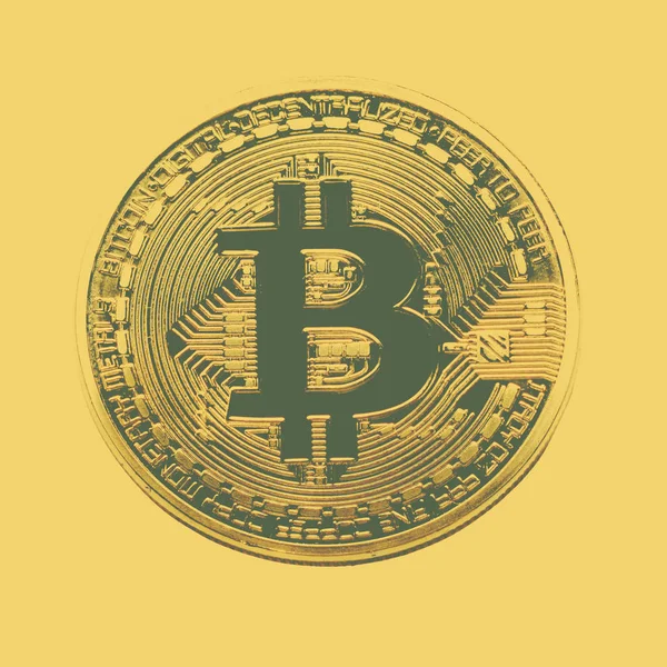 Bitcoin munt foto close-up. Crypto valuta, blockchain technologie — Stockfoto