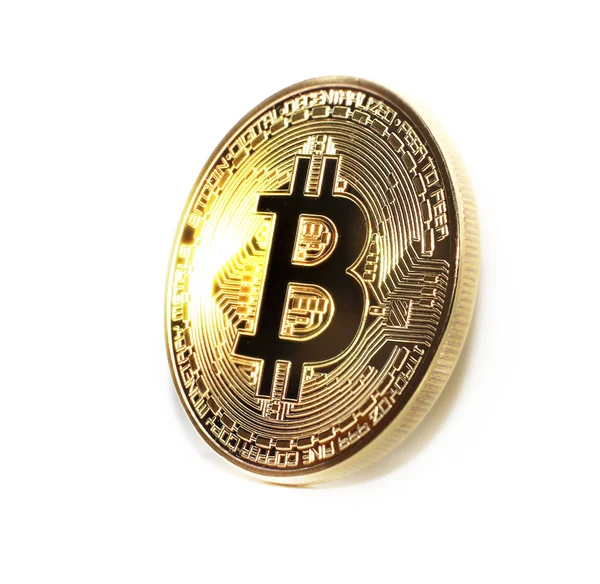 Bitcoin munt foto close-up. Crypto valuta, blockchain technologie — Stockfoto