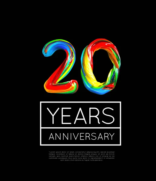 20. yıldönümü, kutlama için şirket veya kişi siyah arka plan üzerine — Stok Vektör