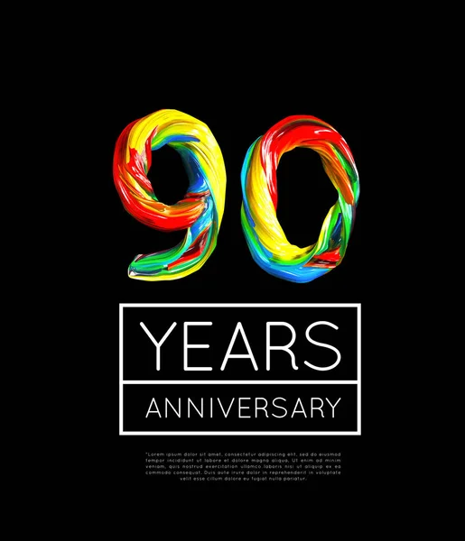 90η επέτειος, συγχαρητήρια για την εταιρεία ή πρόσωπο σε μαύρο φόντο — Διανυσματικό Αρχείο