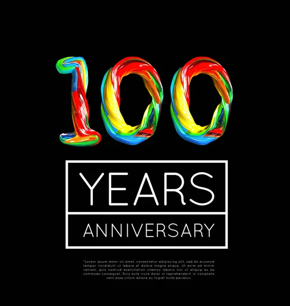 100ή επέτειος, συγχαρητήρια για την εταιρεία ή πρόσωπο σε μαύρο φόντο — Διανυσματικό Αρχείο